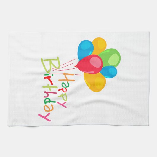 Balloons Happy Birthday Theedoek (Horizontaal)
