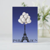Balloons Paris Eiffel Tower Glam Chic Blue Kaart (Staand voorkant)
