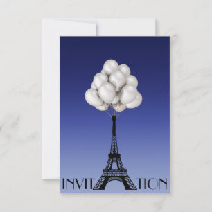 Balloons Paris Eiffel Tower Glam Chic Blue Kaart