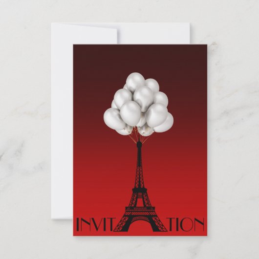 Balloons Paris Eiffel Tower Glam Chic Red Kaart (Voorkant)
