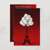 Balloons Paris Eiffel Tower Glam Chic Red Kaart (Voorkant / Achterkant)