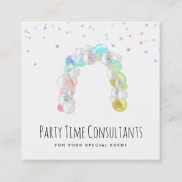 *~* Balloons Rainbow Party Event Planner Vierkante Visitekaartje