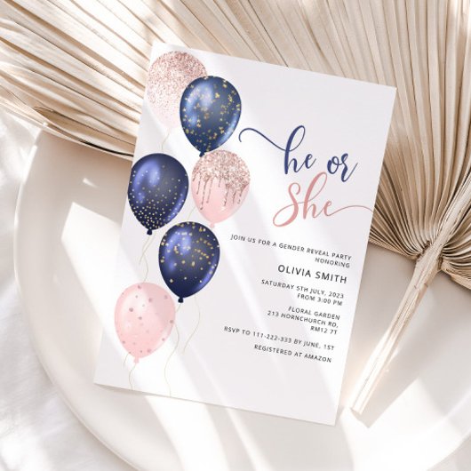 Balloons roze of blauw Grieks geslacht onthullen Kaart