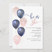 Balloons roze of blauw Grieks geslacht onthullen Kaart (Voorkant)