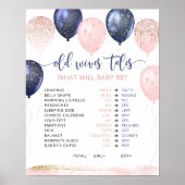 Balloons roze of blauw Oude Wielschalen Poster (Voorkant)