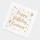 Balloons Stars Confetti Happy Birthday Naam Folie Servetten (Links)