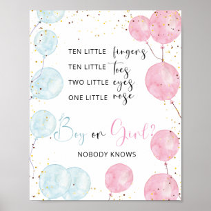 Balloons Teken van jongen of meisje Poster