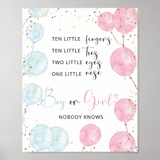 Balloons Teken van jongen of meisje Poster (Voorkant)