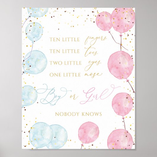 Balloons Teken van jongen of meisje Poster (Voorkant)