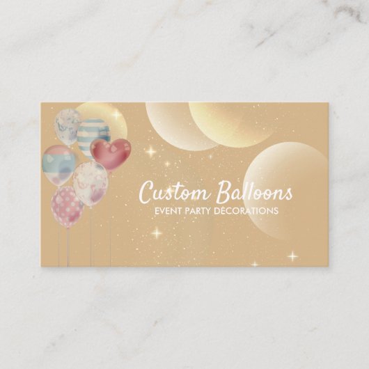 Balloons van bruine beige Evennt Planner Visitekaartje (Voorkant)