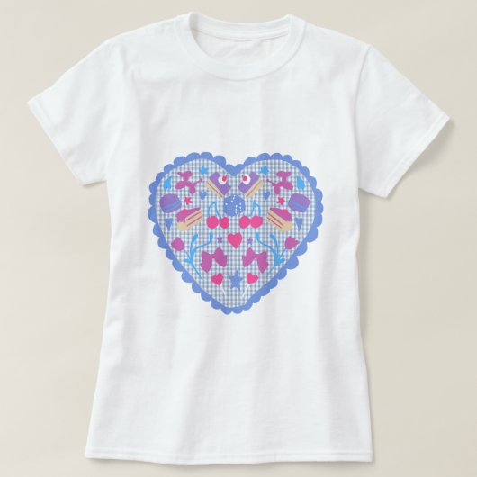 Balloons & Zoete Leckernijen Gingham Hart T-shirt (Design voorkant)