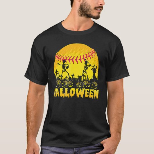 Balloween Softball Halloween Pumpkin Costume T-shirt (Voorkant)