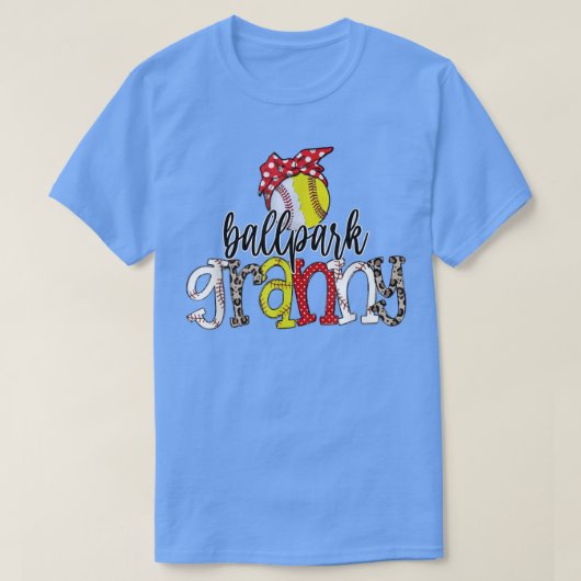 Ballpark Granny Leopard Baseball Softball Granny M T-shirt (Design voorkant)