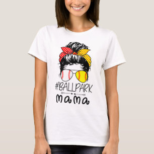 BallPark Mama Baseball Softball Moederdag ma M T-shirt