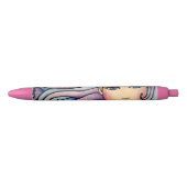 Ballpoint Lady Violet & Blue. Zwarte Inkt Pen (Voorkant)