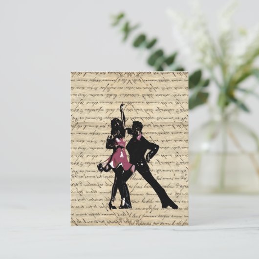 Ballrokdansers op papier briefkaart (Staand voorkant)