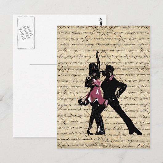 Ballrokdansers op  papier briefkaart (Voorkant / Achterkant)
