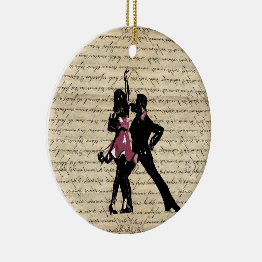 Ballrokdansers op papier keramisch ornament (Rechts)