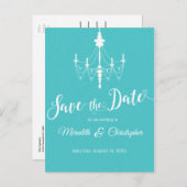 Ballroom Chandelier Aqua Blue, behalve datum Aankondigingskaart (Voorkant / Achterkant)