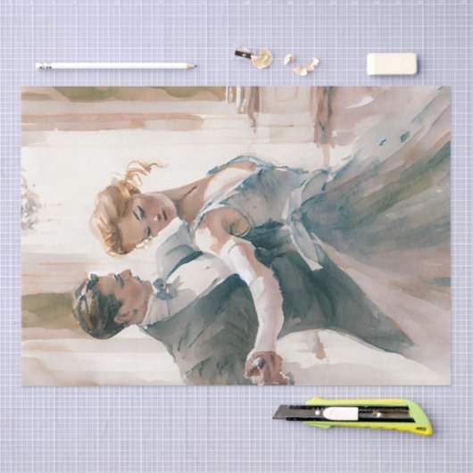 Ballroom Couple Dancing Waterverf Tissuepapier (Craft)