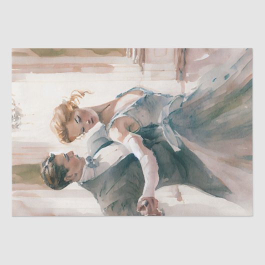Ballroom Couple Dancing Waterverf Tissuepapier (Voorkant)