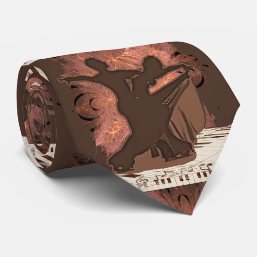 Ballroom Dance Waltz Couple op Piano Keys Music Stropdas (Opgerold)