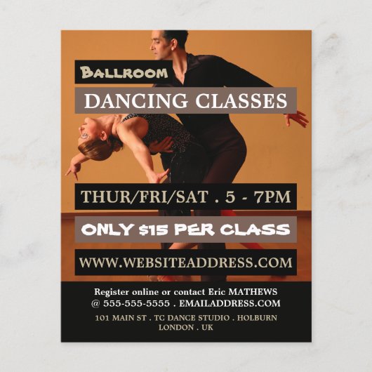 Ballroom Dancers, Dance Lesson Adverteren flyer (Voorkant)
