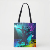Ballroom Dancers Music Disco Ball Neon Colors Tote Bag (Voorkant)