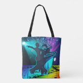Ballroom Dancers Music Disco Ball Neon Colors Tote Bag (Achterkant)