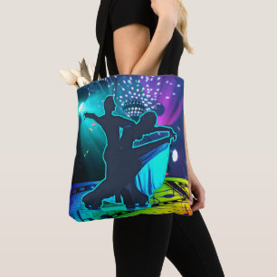 Ballroom Dancers Music Disco Ball Neon Colors Tote Bag