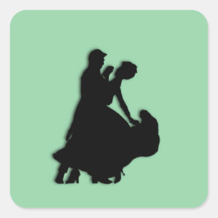 Ballroom Dancers Silhouette Vierkante Sticker