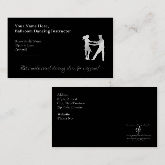 Ballroom Dancing Instructor Mexican Silver Visitekaartje (Voorkant / Achterkant)