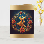 Ballroom Dans Paar Kerstmis Kaart (Gele Bloem)