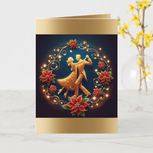 Ballroom Dans Paar Kerstmis Kaart (Gele Bloem)