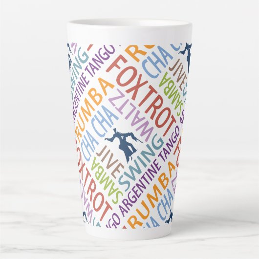 Ballroom Dansende Word Art Latte Mok (Voorkant)