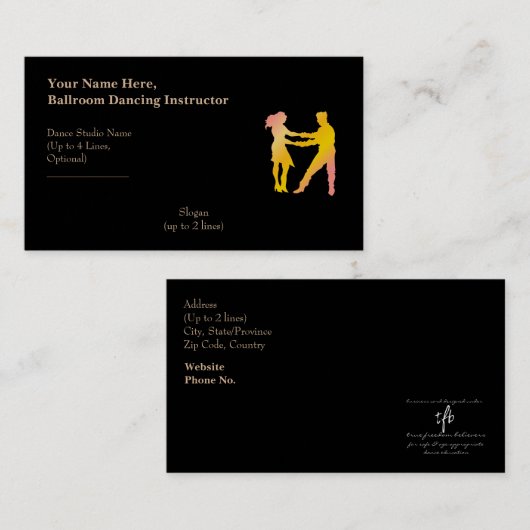 Ballroom Danser Instructeur Cava Rosa Slogan Visitekaartje (Voorkant / Achterkant)