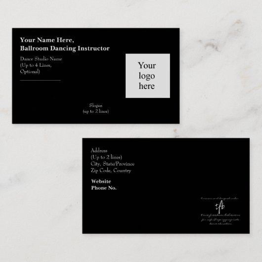 Ballroom Danser Instructor Logo Slogan Visitekaartje (Voorkant / Achterkant)