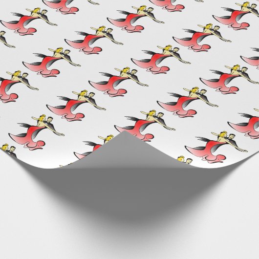 Ballroom dansers dansende koppels met dansende dan cadeaupapier (Hoek)