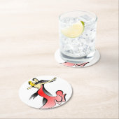 Ballroom dansers dansende koppels met dansende dan ronde kartonnen onderzetter (Insitu)