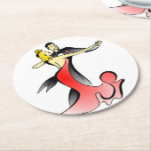 Ballroom dansers dansende koppels met dansende dan ronde kartonnen onderzetter (Gebogen)