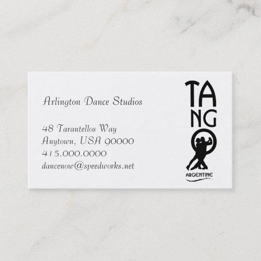 Ballroom Dansers Doen Tango Dans Instructeur Visitekaartje (Voorkant)