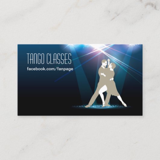 Ballroom dansers in de Spotlight Tango Classes Visitekaartje (Voorkant)