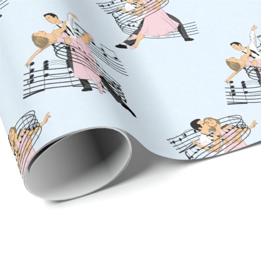 Ballroom dansers met muziek cadeaupapier (Rol Hoek)