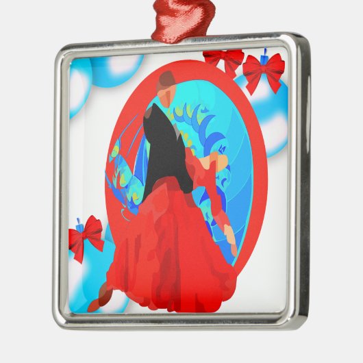 Ballroom dansers met Ornamenten en strikken kerst (Links)