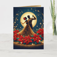 Ballroom Dansers Moonlight Christmas Kaart