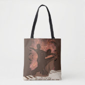 Ballroom dansers op Piano Keys Brown Tote Bag (Voorkant)