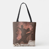 Ballroom dansers op Piano Keys Brown Tote Bag (Achterkant)