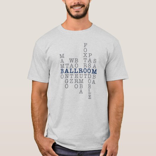 Ballroom dansstijlen | kruiswoordraadsel t-shirt (Voorkant)