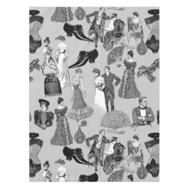 ballroom victorian era fashion toile black white tafelkleed