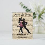  ballroomdansers slaan de datum op aankondigingskaart (Staand voorkant)